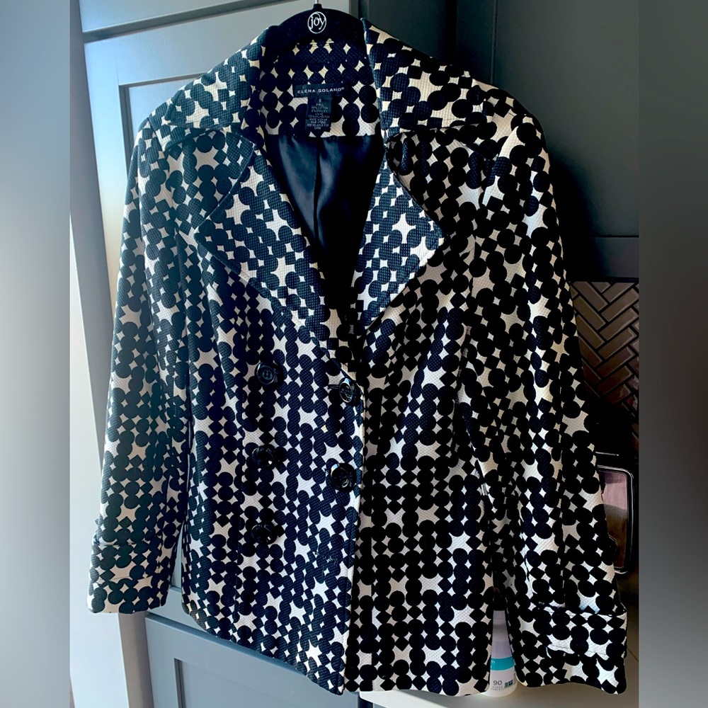 Sz S Elana Solano blazer. Super cute with jeans or black pants! Very clean.